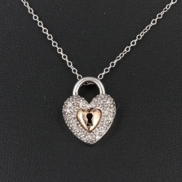 Vintage Diamond Pave Heart Lock Necklace